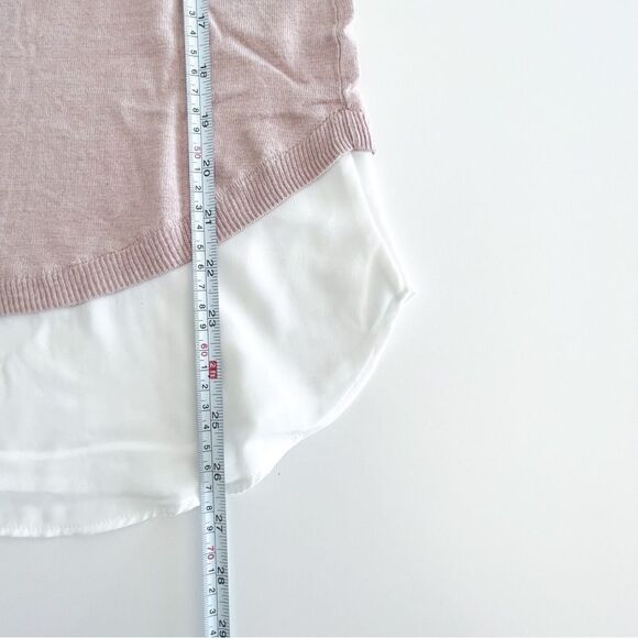 CAMBER & GRACE Pullover Pale Pink Knit Cream Chiffon Layered Look Women's S - Picture 6 of 9